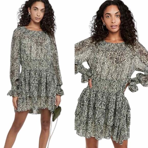 Cinq a Sept Janelle Sheer Lightweight Mini Ruffle Casual Dress Size US 6 - Picture 10 of 11